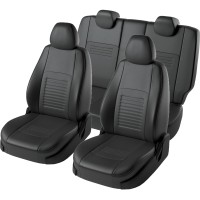 Авточехлы «Lord Auto Турин Экокожа» Hyundai Solaris ll с 02.2017 г.в., раздельная задняя спинка (HCR седан, чёрный/чёрный)