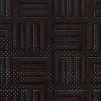 Экокожа стёганая «intipi» Maze (чёрный/красный, ширина 1.35 м, толщина 5.85 мм) перфорация