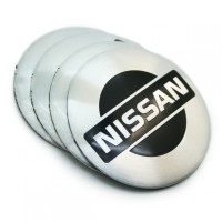 Наклейки на ступичные колпачки «Nissan» Ø60 (серебристые)