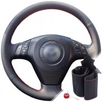 Оплетка на руль из натуральной кожи Mazda 5-I (CR) 2007-2010 г.в. (для замены штатной кожи, красная)
